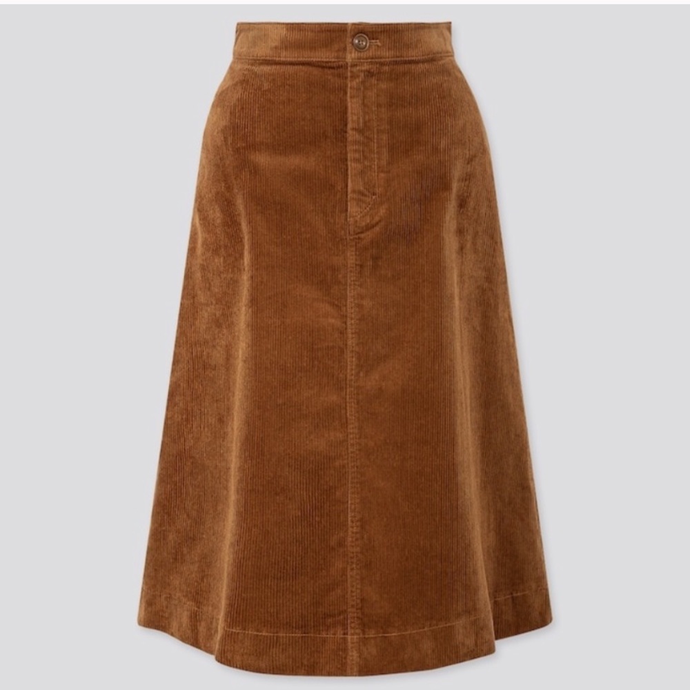 UNIQLO long brown corduroy skirt